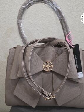 Like Dreams Taupe Bow Accent Satchel Handbag